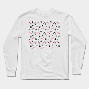 Dog treat candy cane and paw prints. Long Sleeve T-Shirt